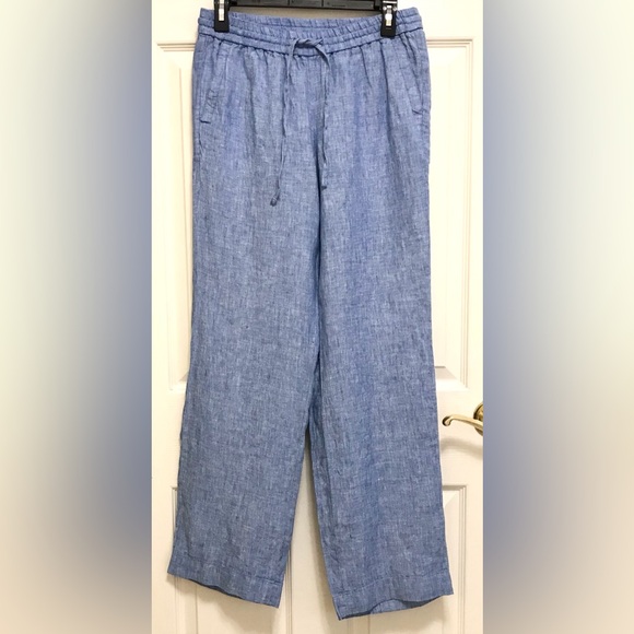 NWT Talbots Linen Chambray Tie Waist Pants - Picture 8 of 16
